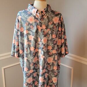 SIMPLY SOUTHERN‎ Peach Hawaiian Tropical Floral Short Sleeve Button Down Shirt